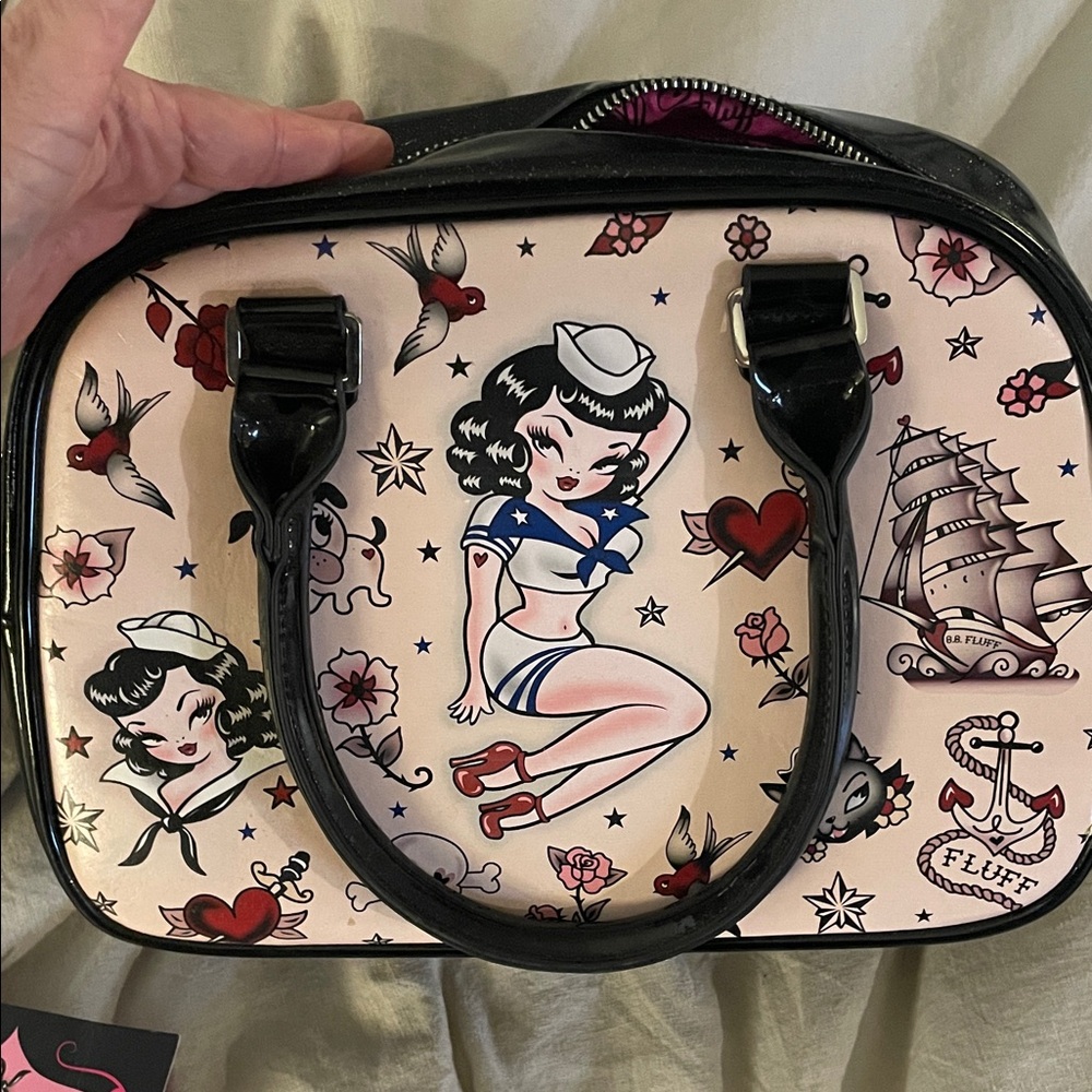 Fluff Sailor Girl Pink and Black Cosmetic Bag